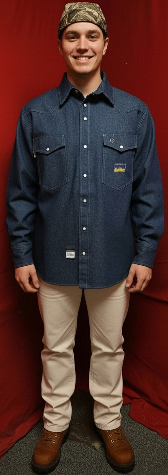 9.5oz Denim Welding Shirt with Pearl Snaps